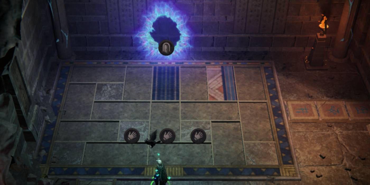 Pathfinder: WotR The Core of the Riddle Puzzle with Rift Hiding Rewards and Player Interaction with Stone Slabs to Solve it