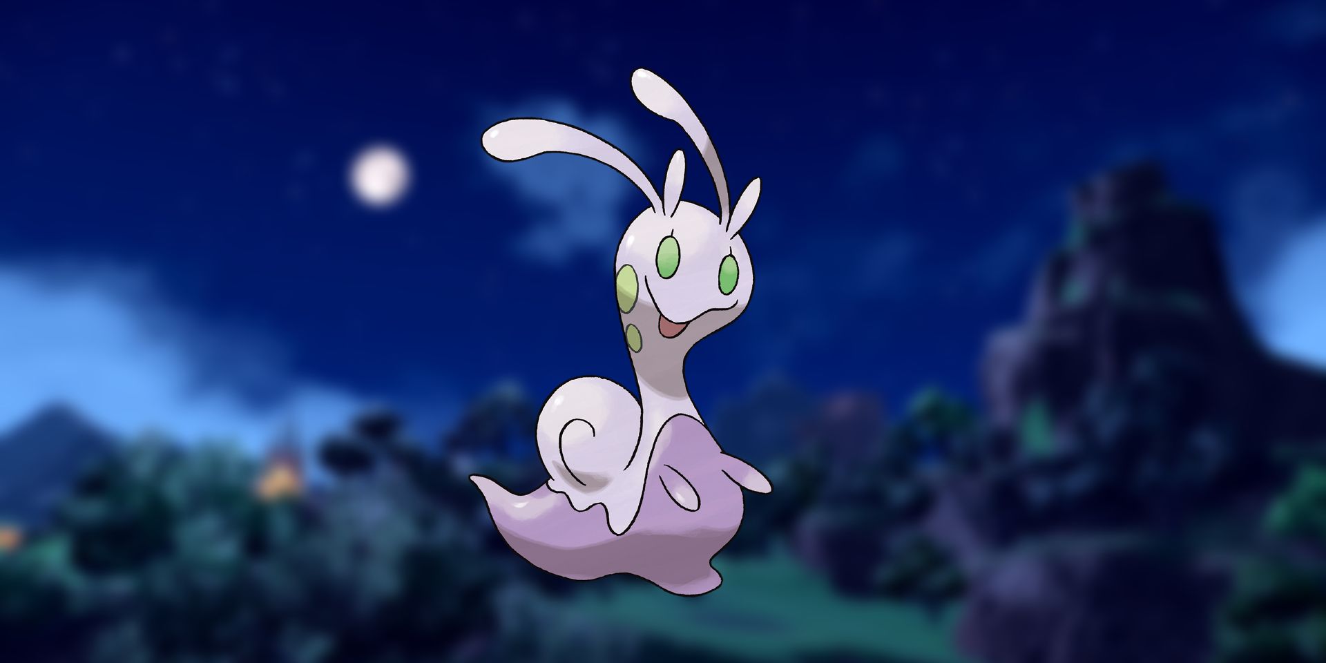 Pokemon Scarlet And Violet Sliggoo Sprite Against Dark Forest Background