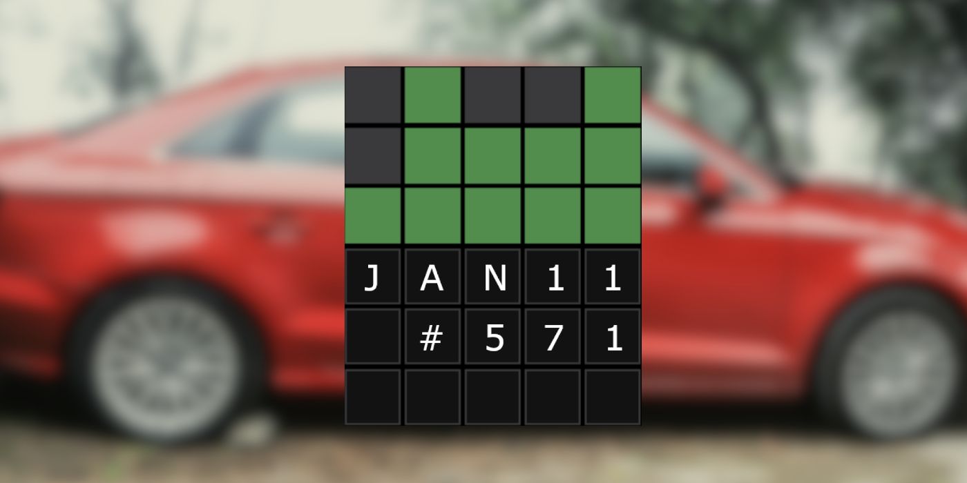 11th January Wordle grid with a Sedan in the background