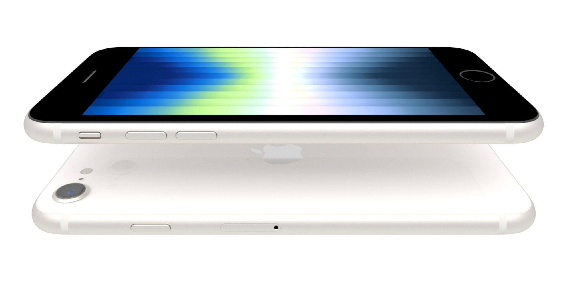 A front and back panel view of the iPhone SE 3