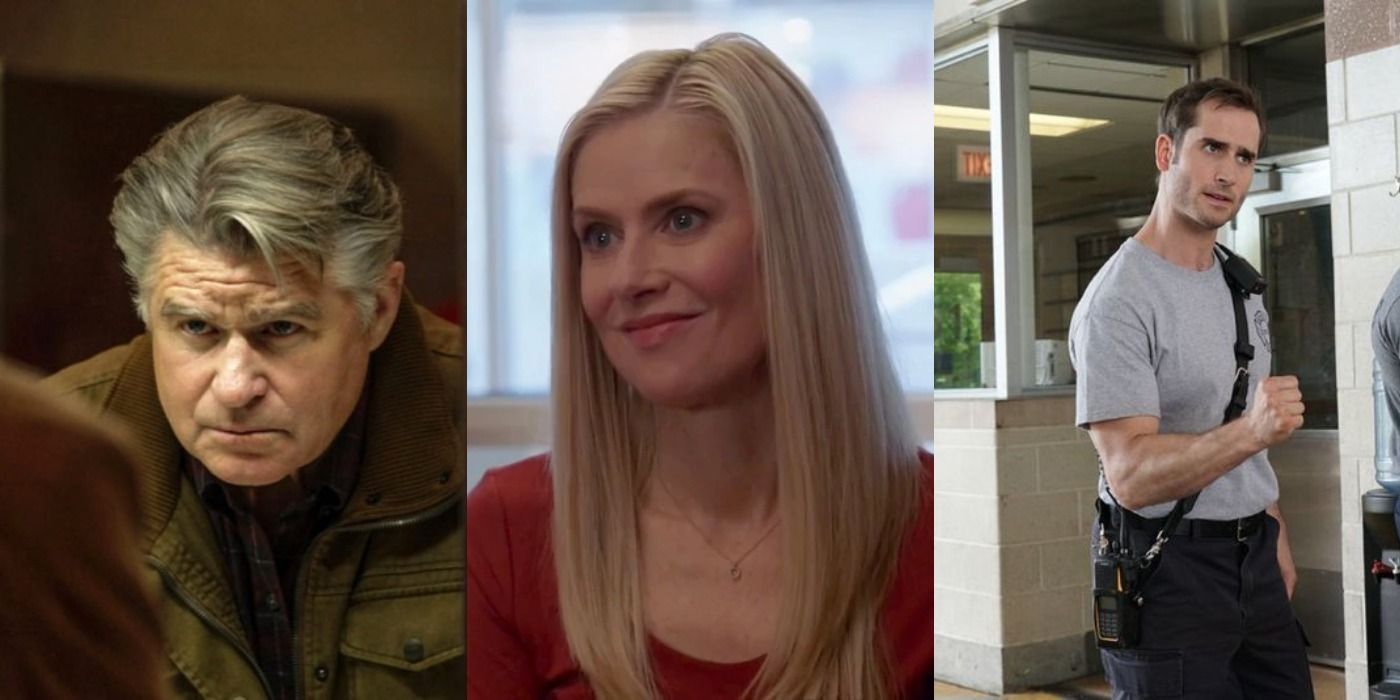 A split image of Benny, Julie, and Danny in Chicago Fire
