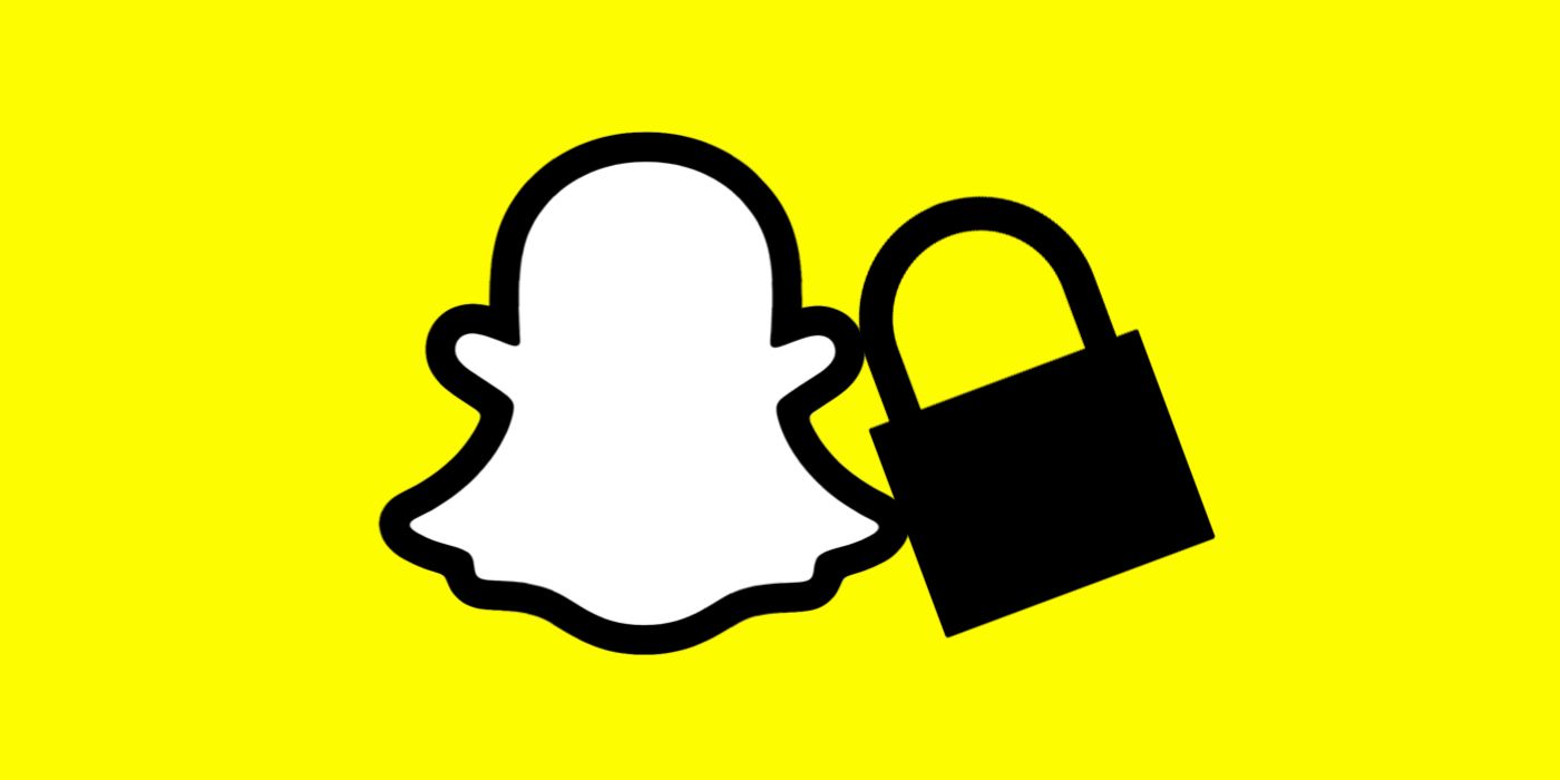 Snapchat ghost logo next to a lock icon, over a yellow background