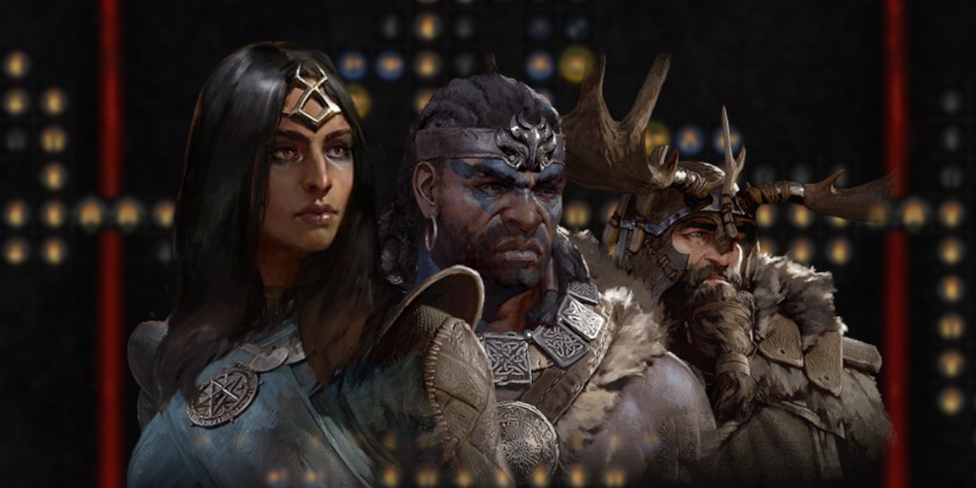 Diablo 4 Paragon Board with characters in front of Different Nodes