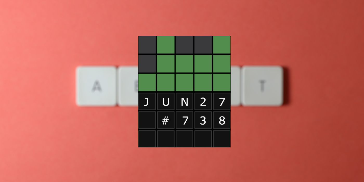 June 27th Wordle grid with 'about' spelled out with scrabble pegs