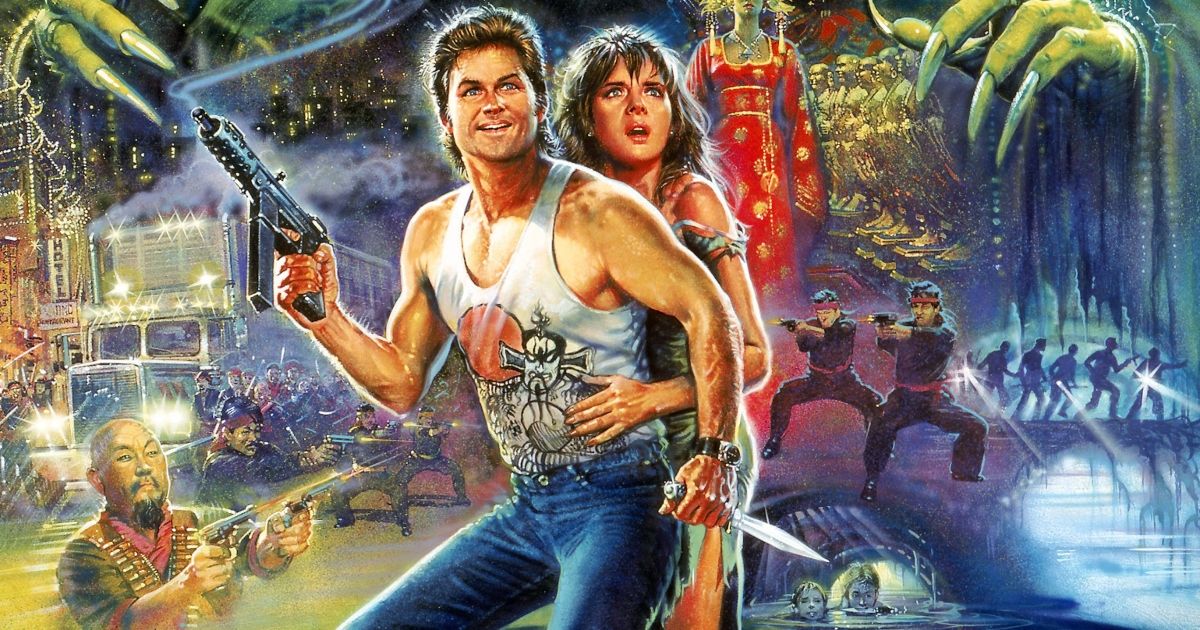Kurt Russell with a gun in Big Trouble in Little China movie