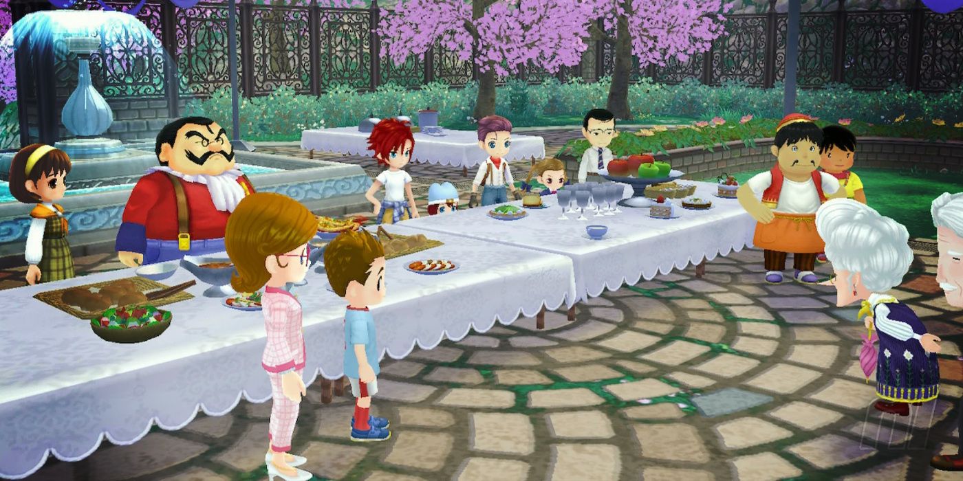 Characters attending a wedding ceremony in Story of Seasons A Wonderful Life