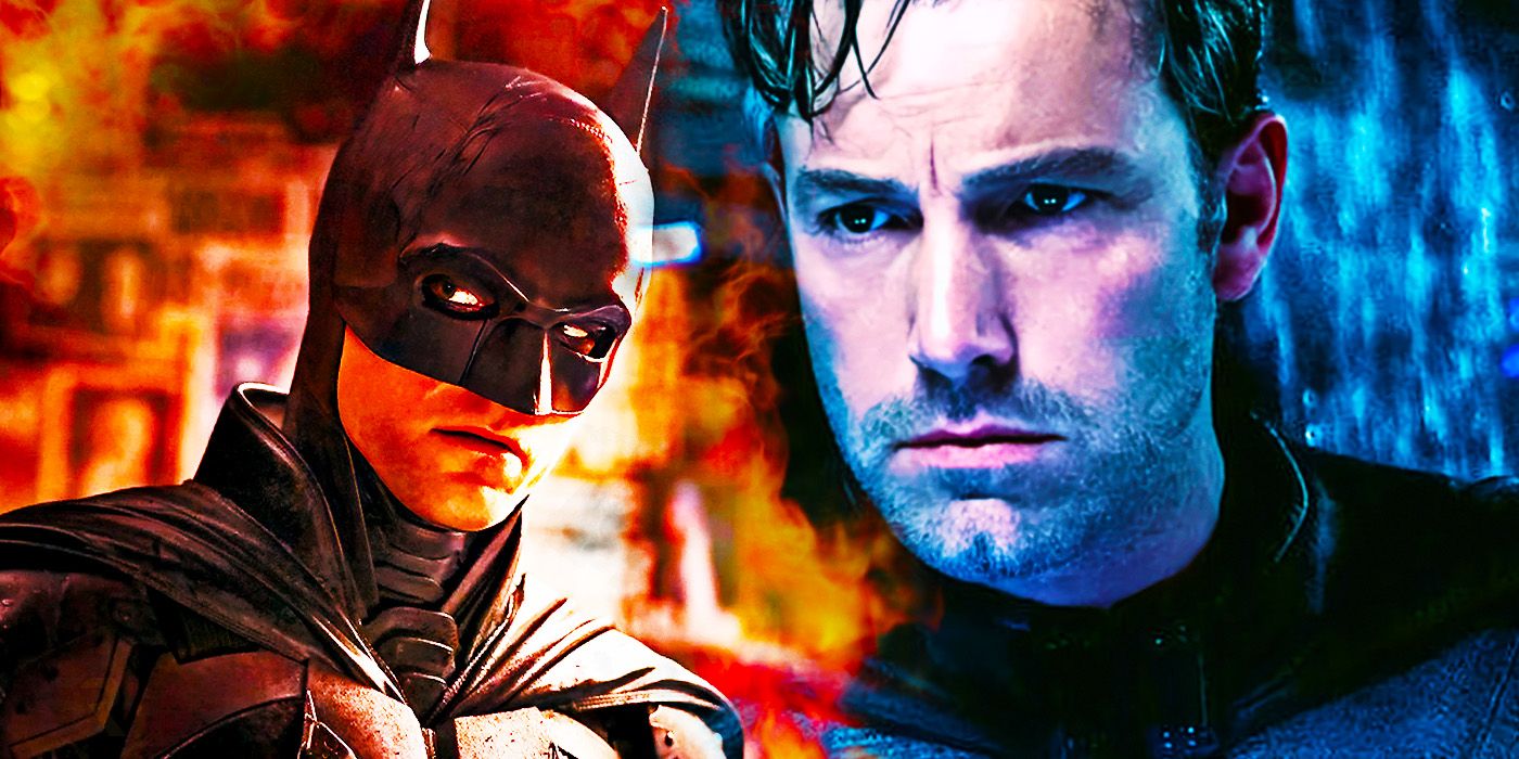 Collage Image with Pattinson Batman and Affleck Batman Movies