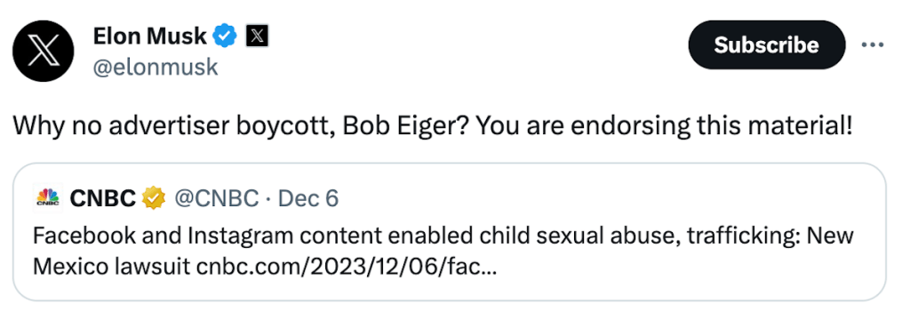 Bob Eiger" est à la mode sur X après qu'Elon Musk ait critiqué le PDG de Disney avec une erreur de frappe sur plusieurs tweets.