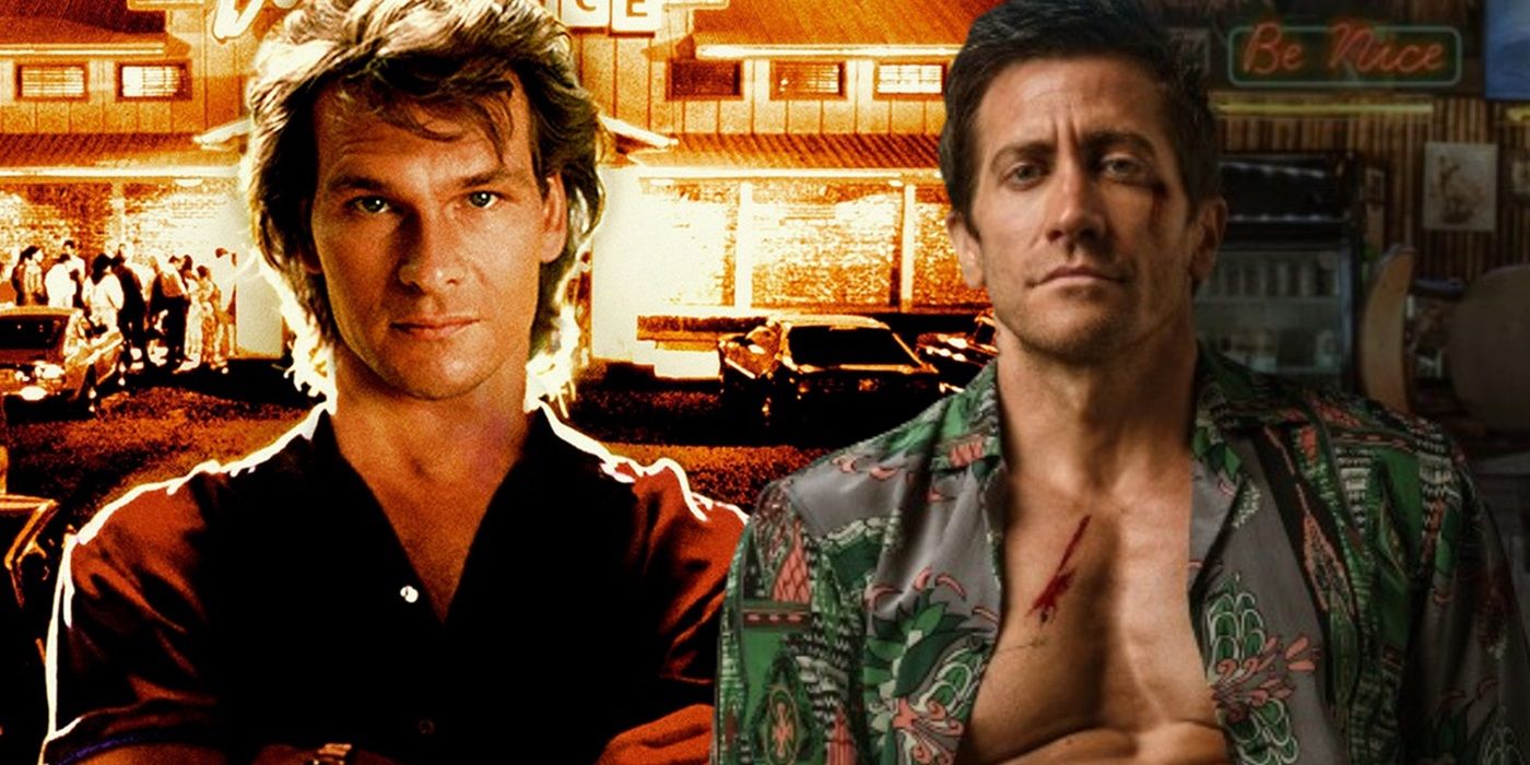 Patrick Swayze in the original Road House alongside Jake Gyllenhaal in the remake.