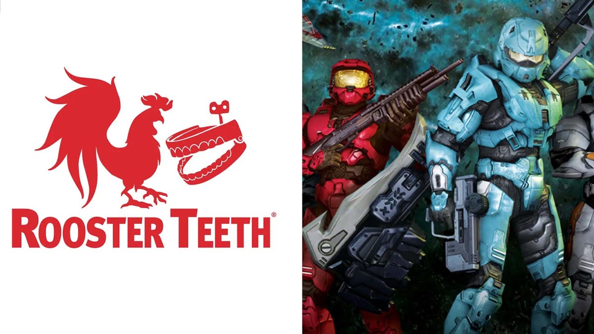 Les dents du coq du créateur rouge contre bleu sont fermées par WB Discovery