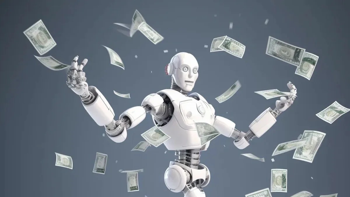 A robot trying to capture money