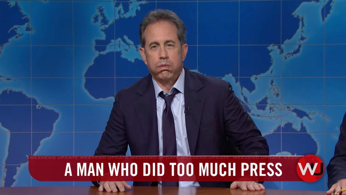 "SNL": Jerry Seinfeld admet dans la "mise à jour du week-end" qu'il a fait trop de presse pour le film Pop-Tarts