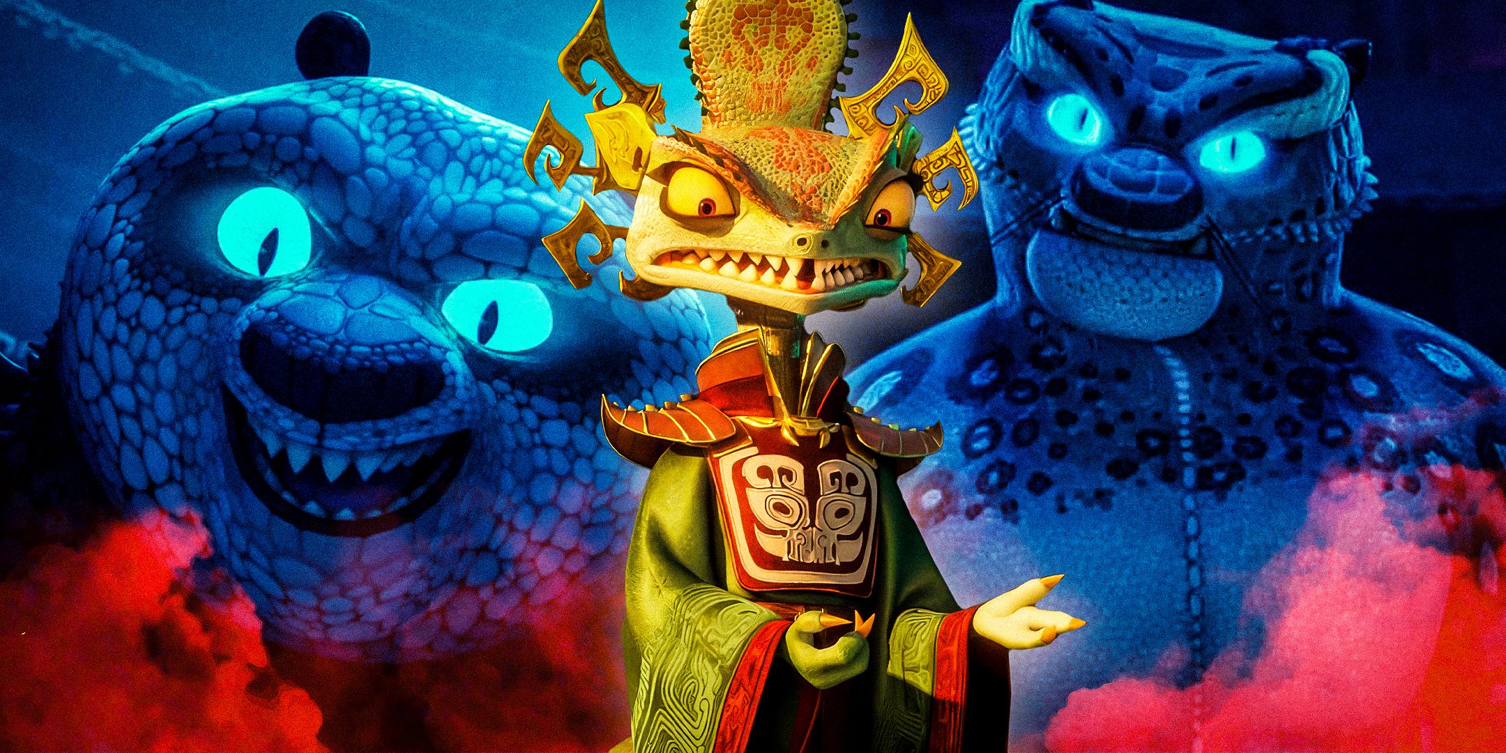 Chaque animal en lequel le caméléon se transforme dans Kung Fu Panda 4