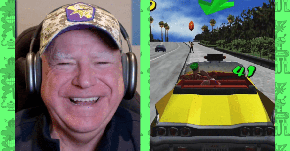 Tim Walz a enfin mis à profit ses compétences en Crazy Taxi ce week-end