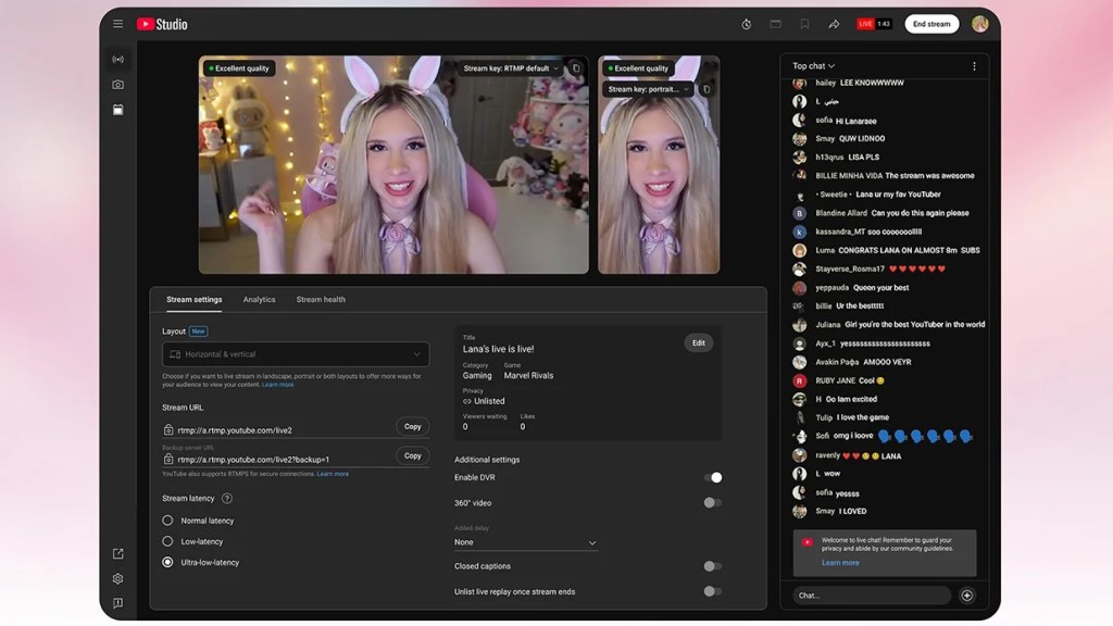 Les outils en direct de YouTube