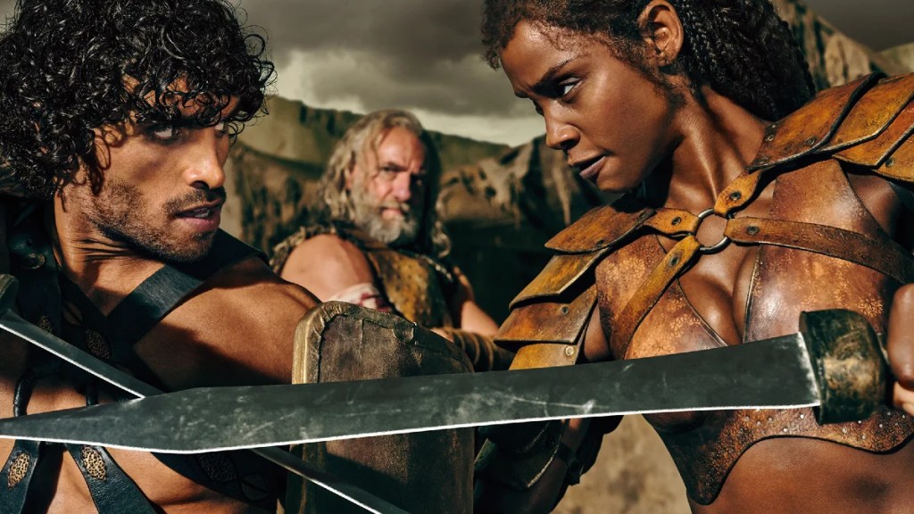 Jordi Webber, Graham McTavish et Tenika Davis dans "Spartacus : House of Ashur"