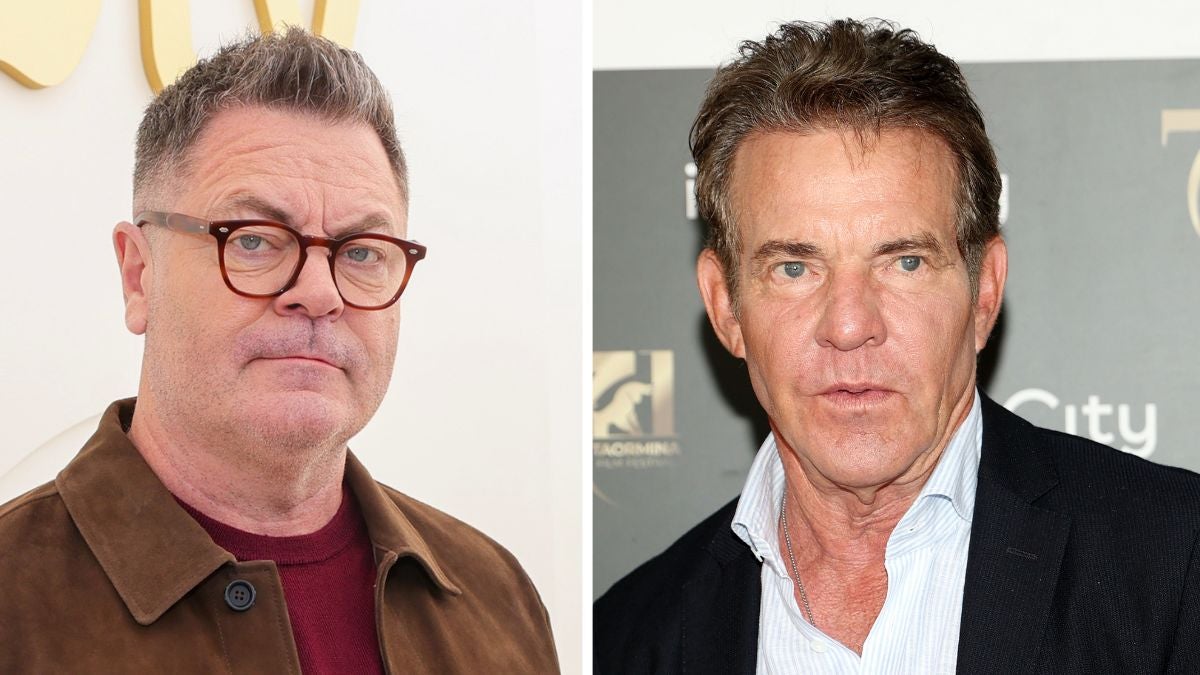 Nick Offerman déchire Dennis Quaid, co-star de "Sovereign", dans le rôle du "Crazy Trump Guy" qui "l'a gardé secret" |